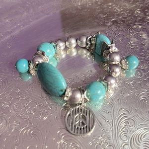 ❤️ Bracelet Imitation turquoise with  charms